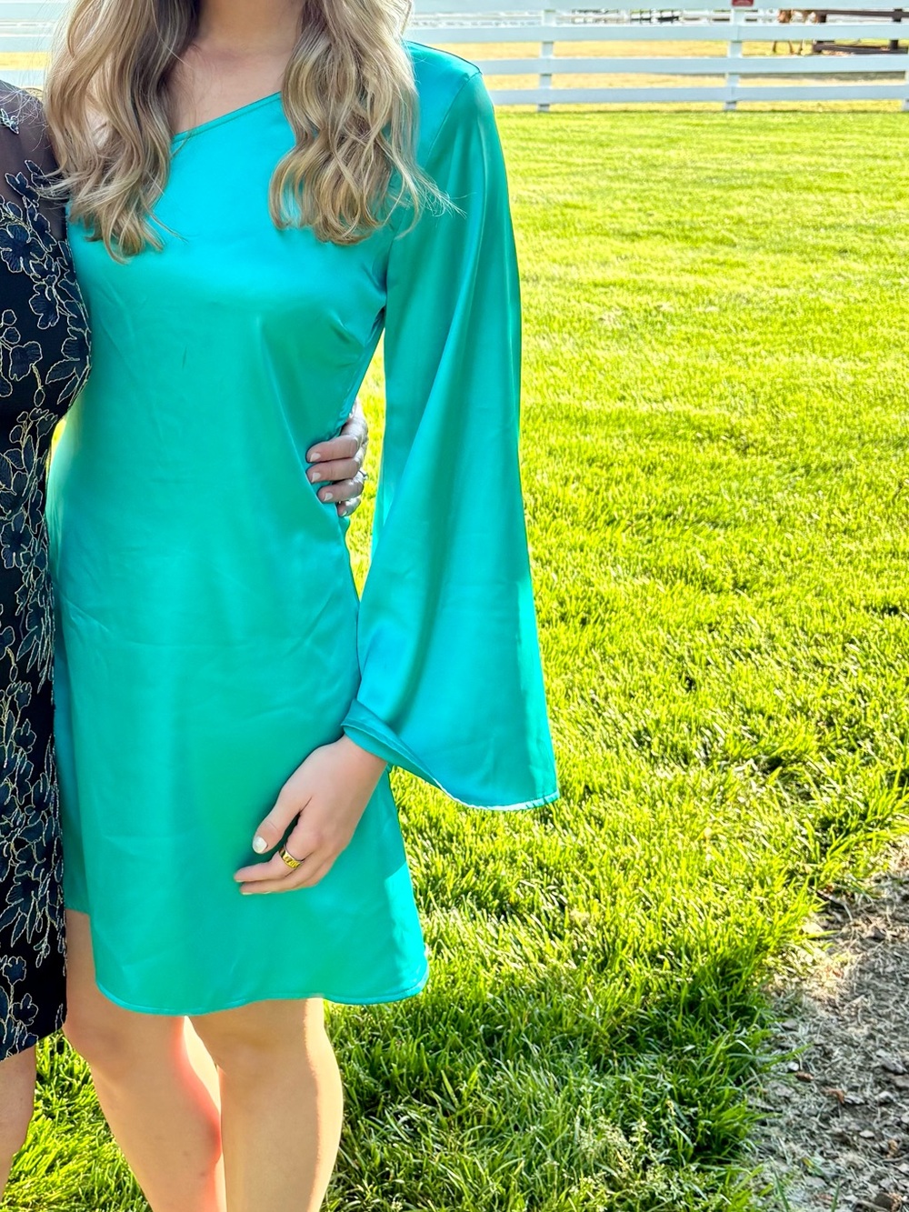 She + Sky Turquoise One-Shoulder Mini Dress